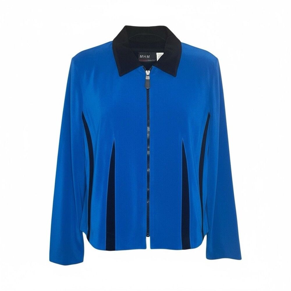 MHM Melissa Harper 90s Minimalist Colorblock Blue And Black Zip Jacket  Sz8